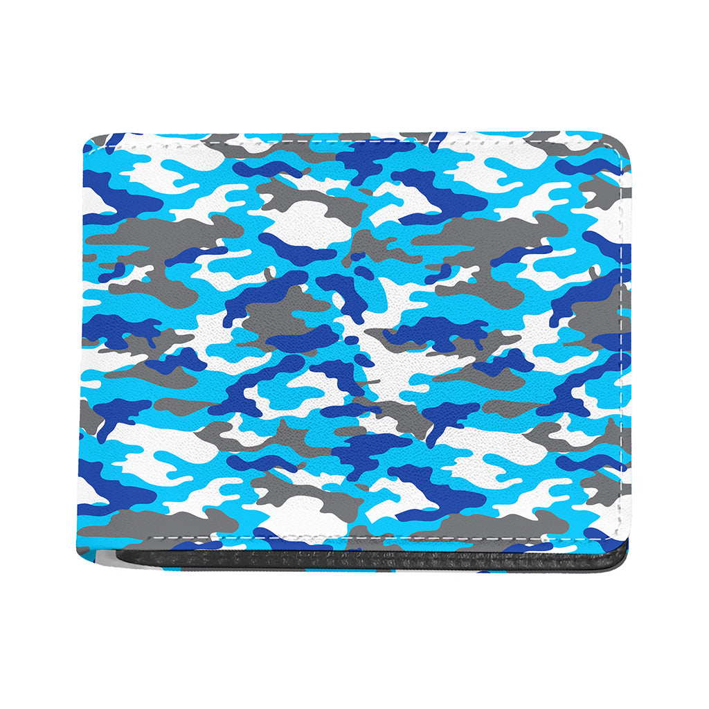 Blue Snow Camouflage Print Bifold Wallet