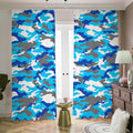 Blue Snow Camouflage Print Dimout Pencil Pleat Curtains