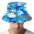 Blue Snow Camouflage Print Bucket Hat