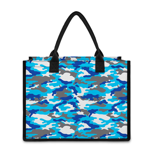 Blue Snow Camouflage Print Canvas Tote Bag