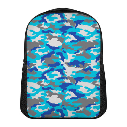 Blue Snow Camouflage Print Casual Backpack