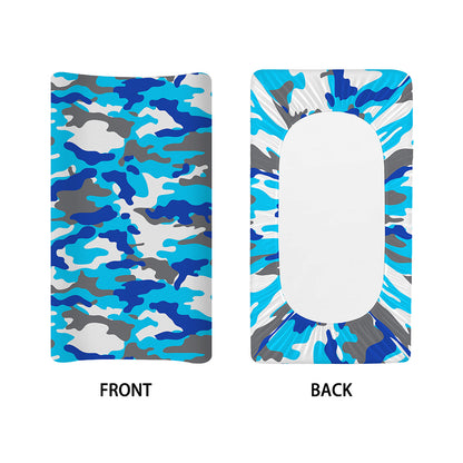 Blue Snow Camouflage Print Changing Pad Cover