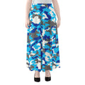 Blue Snow Camouflage Print Chiffon Maxi Skirt