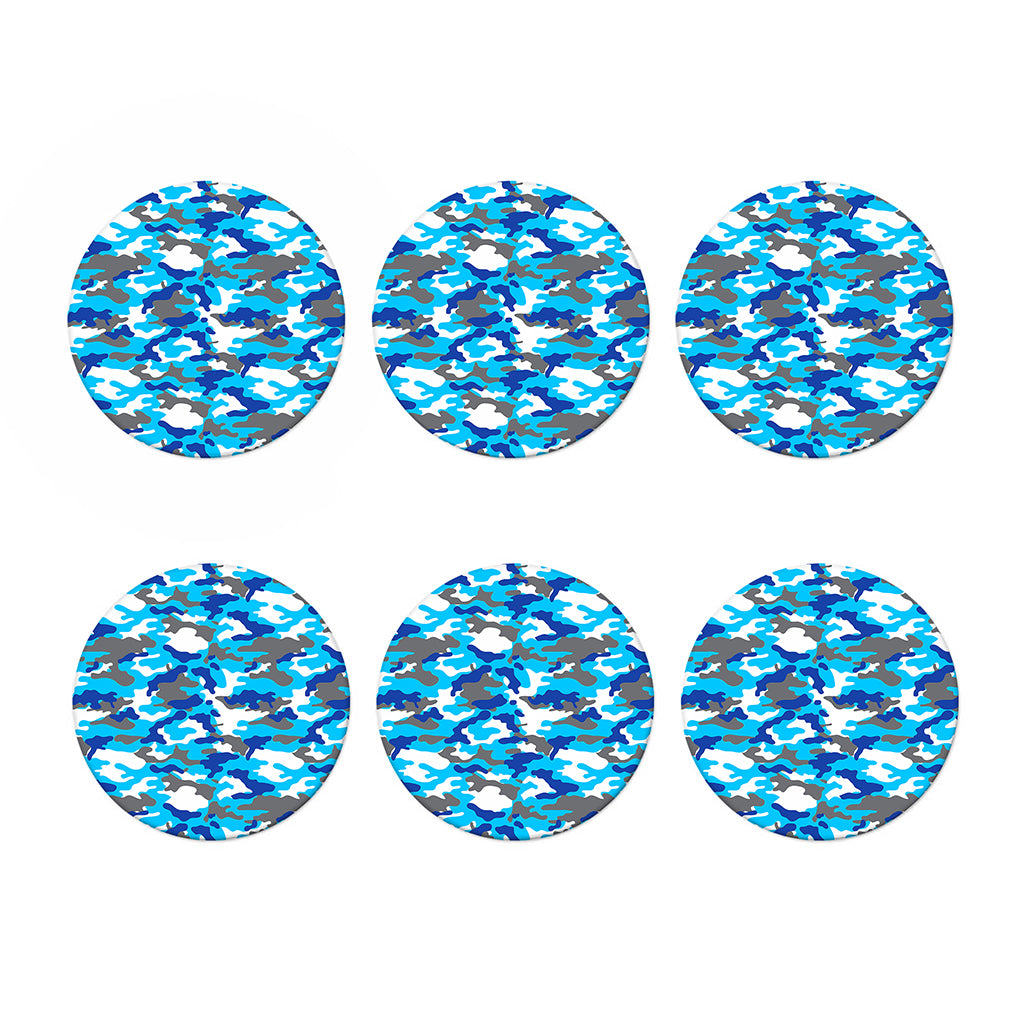 Blue Snow Camouflage Print Coaster Set