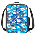 Blue Snow Camouflage Print Crossbody Lunch Bag