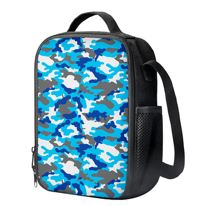 Blue Snow Camouflage Print Crossbody Lunch Bag