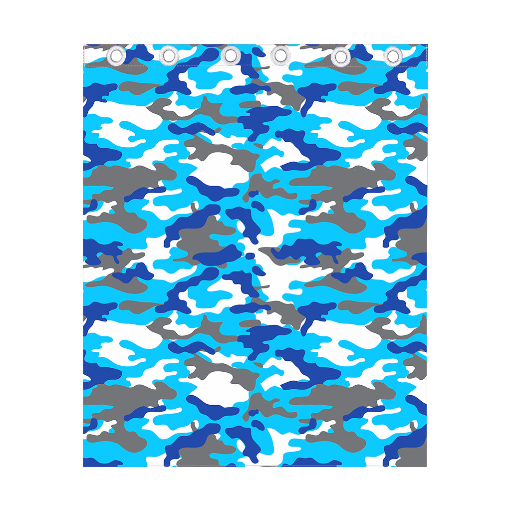 Blue Snow Camouflage Print Curtain