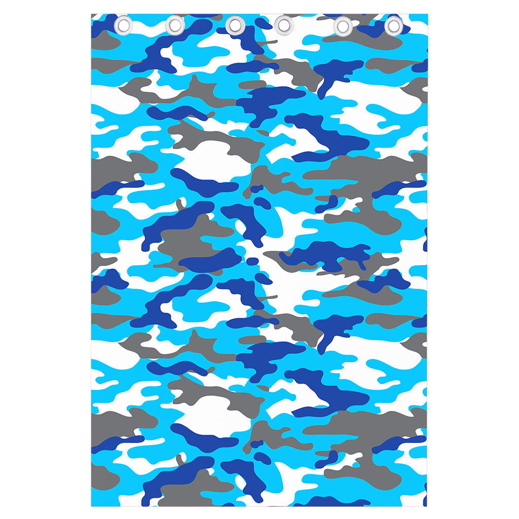 Blue Snow Camouflage Print Curtain