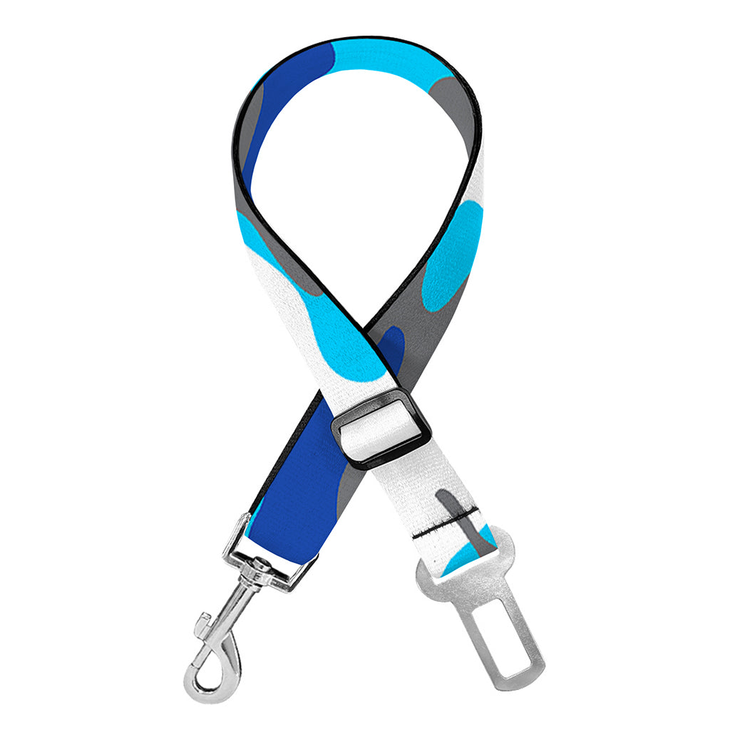 Blue Snow Camouflage Print Dog Seat Belt