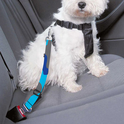 Blue Snow Camouflage Print Dog Seat Belt