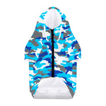 Blue Snow Camouflage Print Dog Zip Up Hoodie