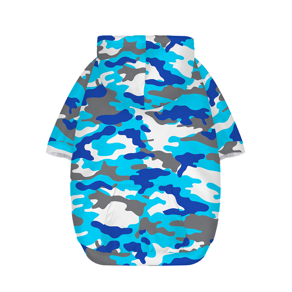 Blue Snow Camouflage Print Dog Zip Up Hoodie