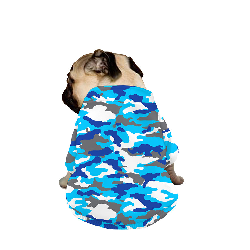 Blue Snow Camouflage Print Dog Zip Up Jacket