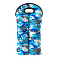 Blue Snow Camouflage Print Double Neoprene Wine Tote