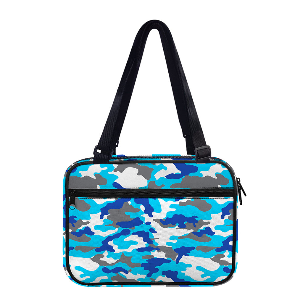 Blue Snow Camouflage Print Double Strap Bible Bag