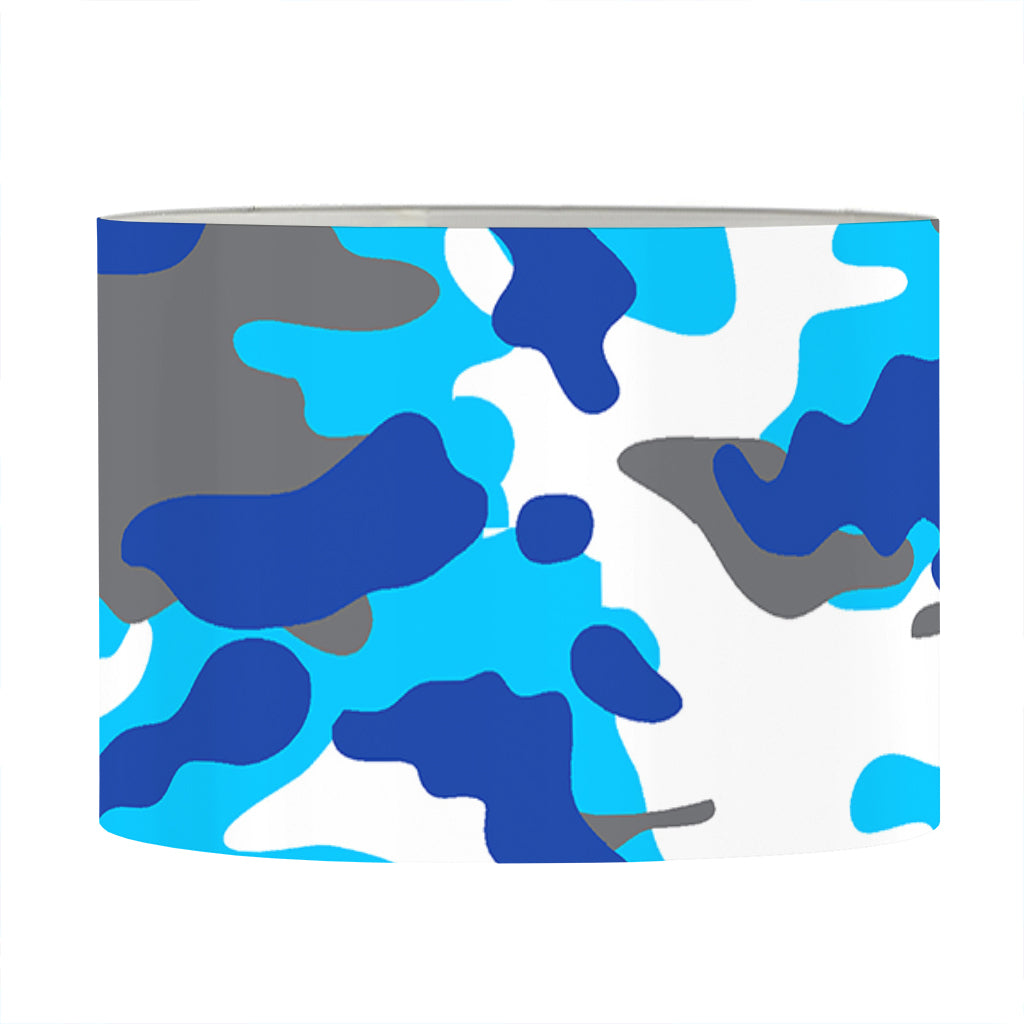 Blue Snow Camouflage Print Drum Lamp Shade