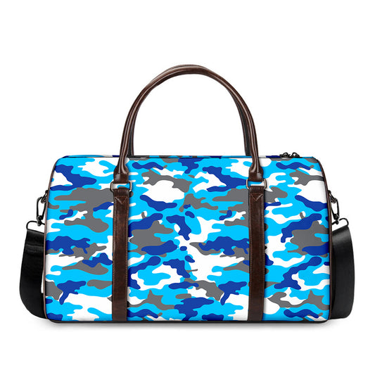 Blue Snow Camouflage Print Duffle Bag