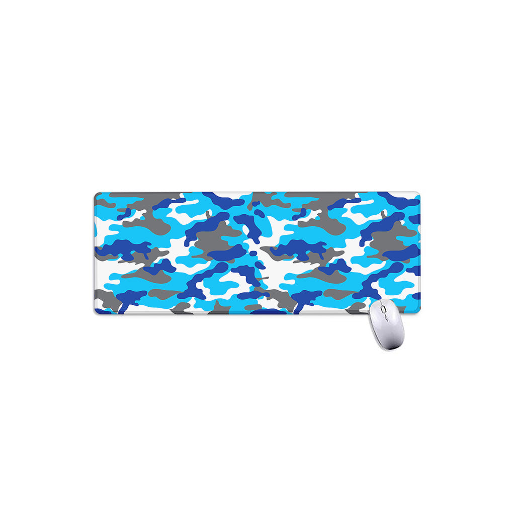 Blue Snow Camouflage Print Extended Mouse Pad