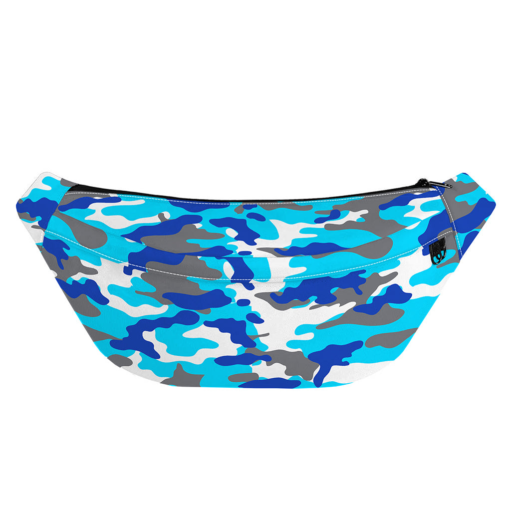 Blue Snow Camouflage Print Fanny Pack
