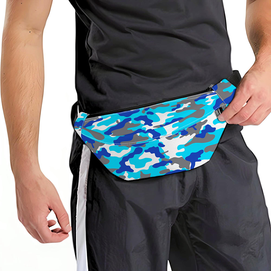 Blue Snow Camouflage Print Fanny Pack