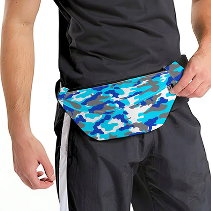 Blue Snow Camouflage Print Fanny Pack