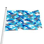 Blue Snow Camouflage Print Flag