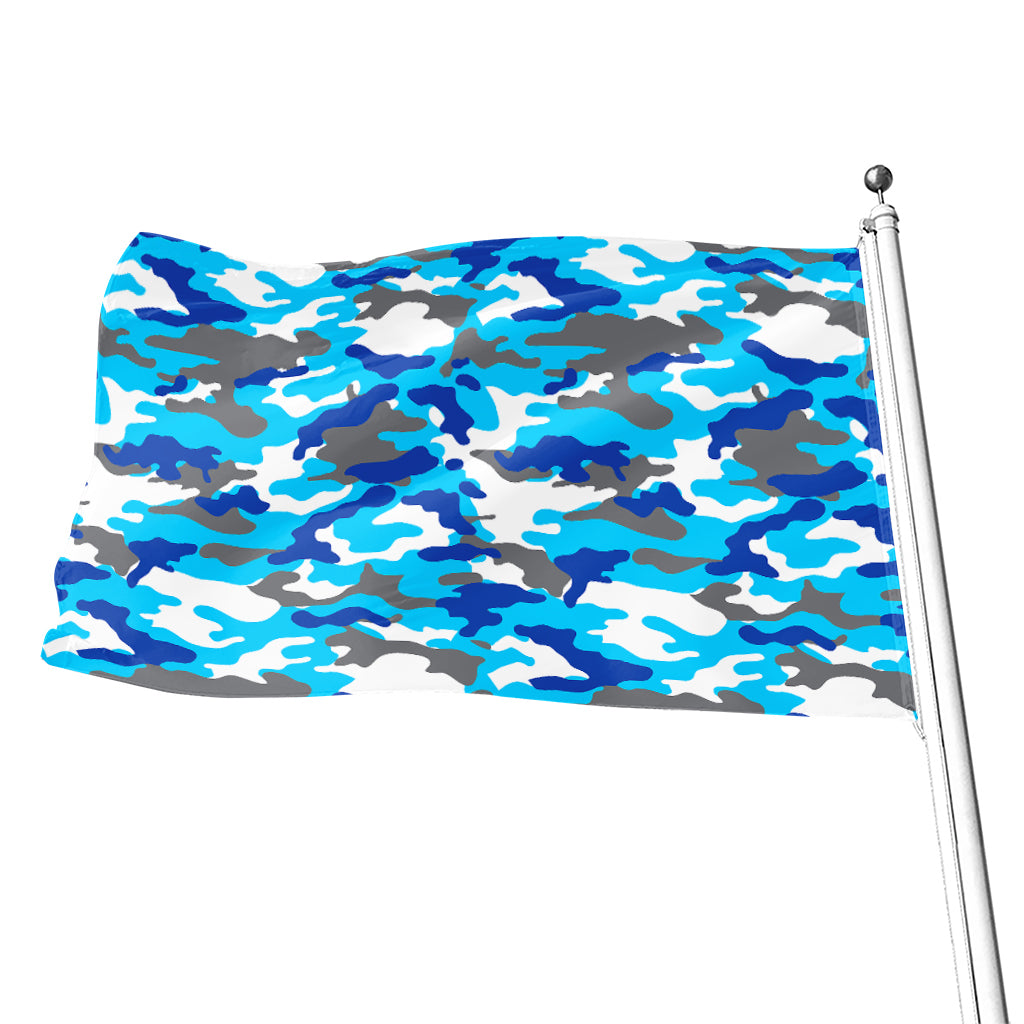 Blue Snow Camouflage Print Flag