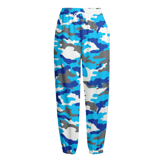 Blue Snow Camouflage Print Fleece Lined Knit Pants