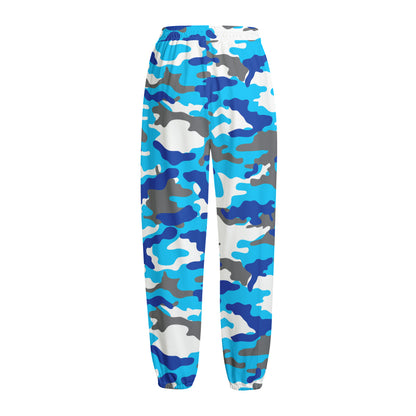 Blue Snow Camouflage Print Fleece Lined Knit Pants