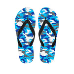 Blue Snow Camouflage Print Flip Flops