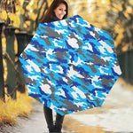 Blue Snow Camouflage Print Foldable Umbrella