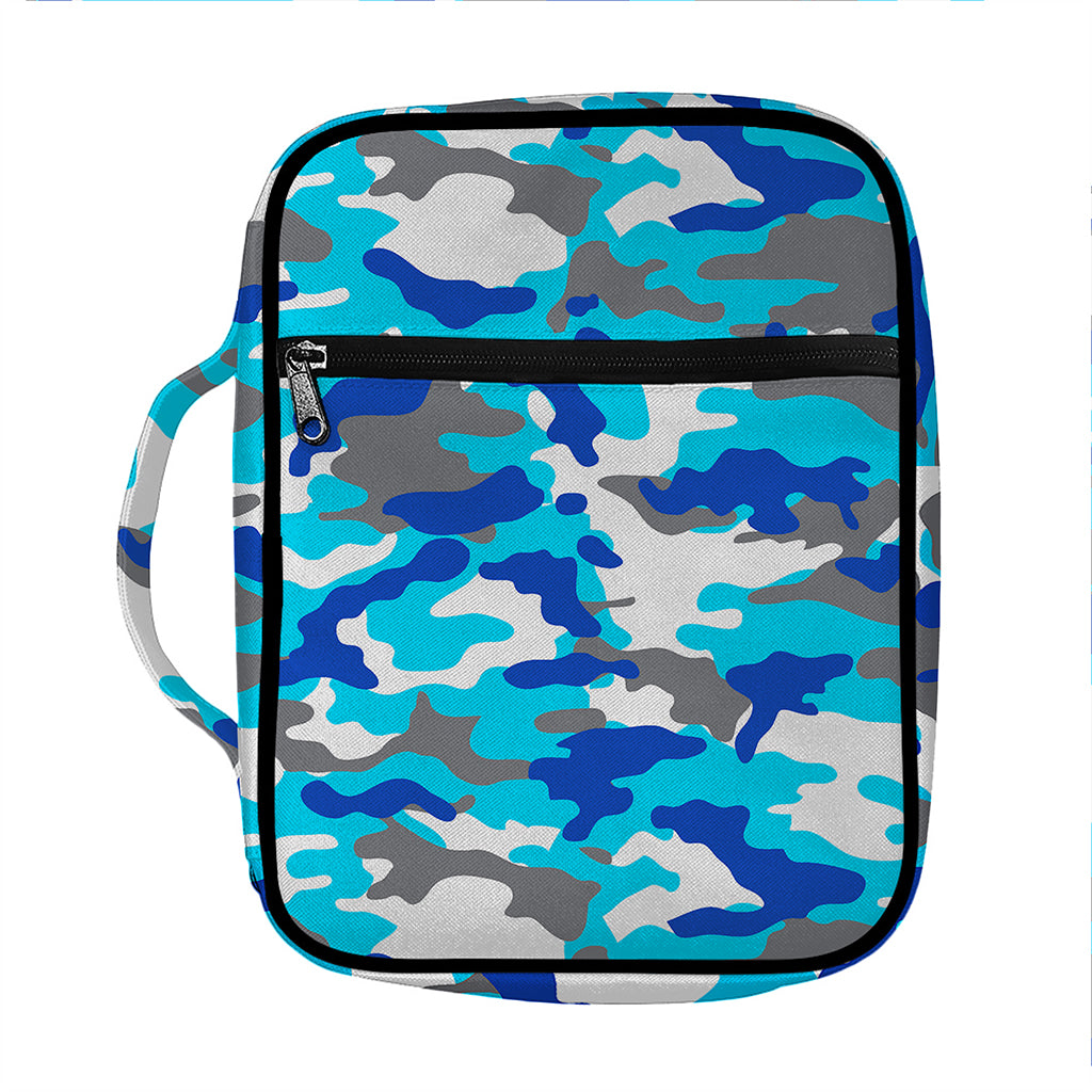 Blue Snow Camouflage Print Front Pocket Bible Bag