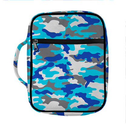 Blue Snow Camouflage Print Front Pocket Bible Bag