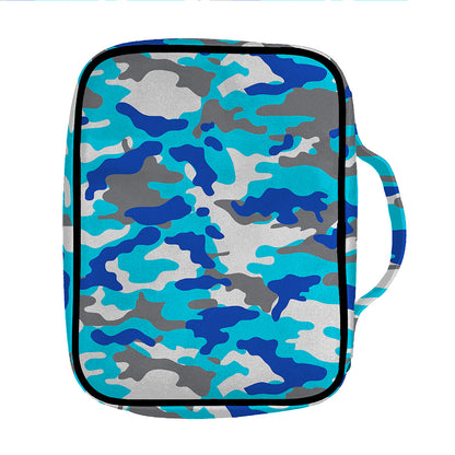 Blue Snow Camouflage Print Front Pocket Bible Bag