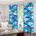 Blue Snow Camouflage Print Grommet Curtains