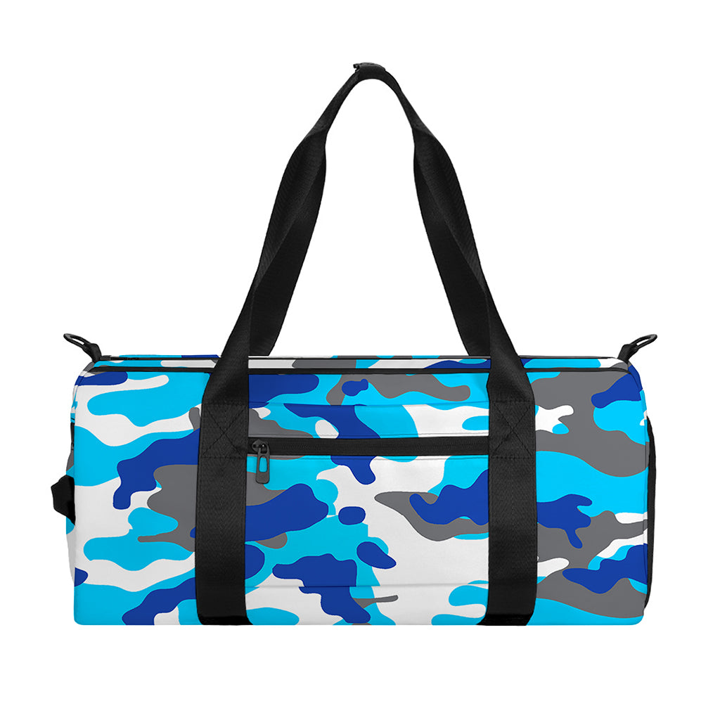 Blue Snow Camouflage Print Gym Bag