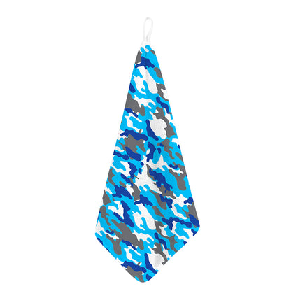 Blue Snow Camouflage Print Hand Towel
