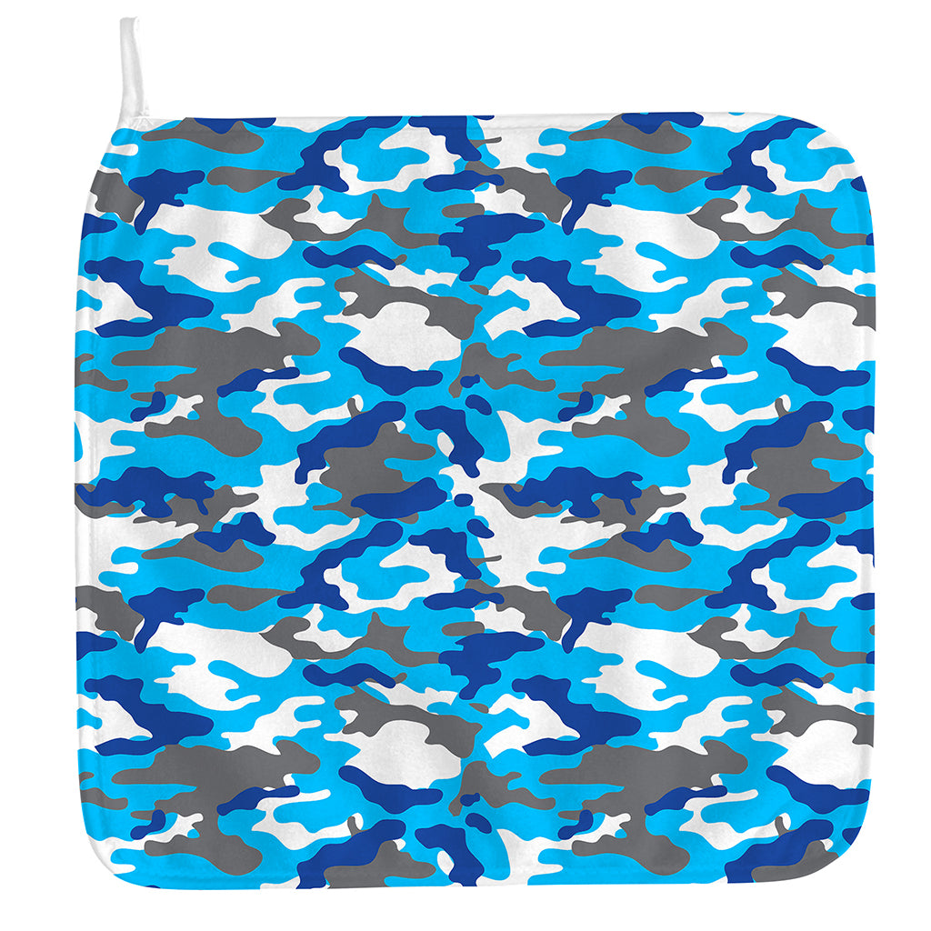 Blue Snow Camouflage Print Hand Towel