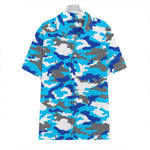 Blue Snow Camouflage Print Hawaiian Shirt