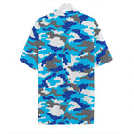 Blue Snow Camouflage Print Hawaiian Shirt