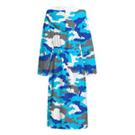 Blue Snow Camouflage Print Hooded Bathrobe