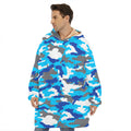 Blue Snow Camouflage Print Hoodie Blanket