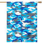 Blue Snow Camouflage Print House Flag