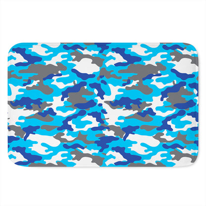 Blue Snow Camouflage Print Indoor Door Mat