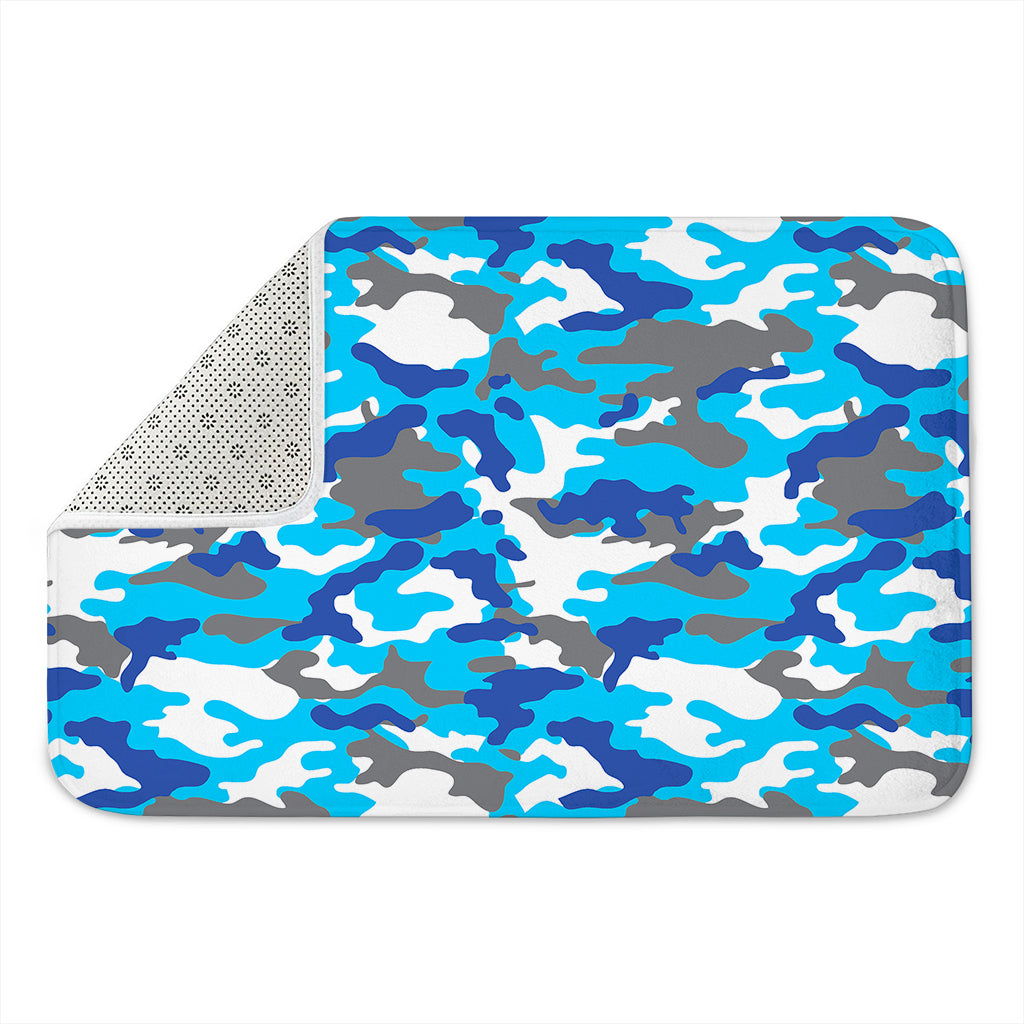 Blue Snow Camouflage Print Indoor Door Mat