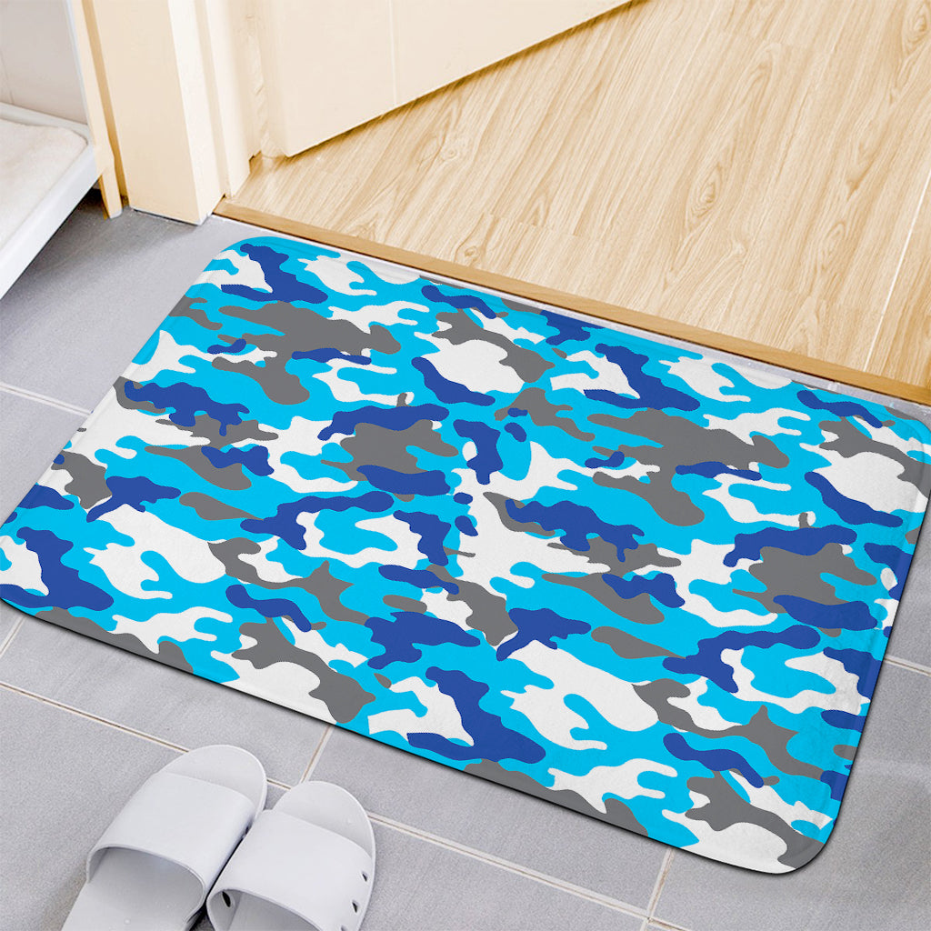 Blue Snow Camouflage Print Indoor Door Mat