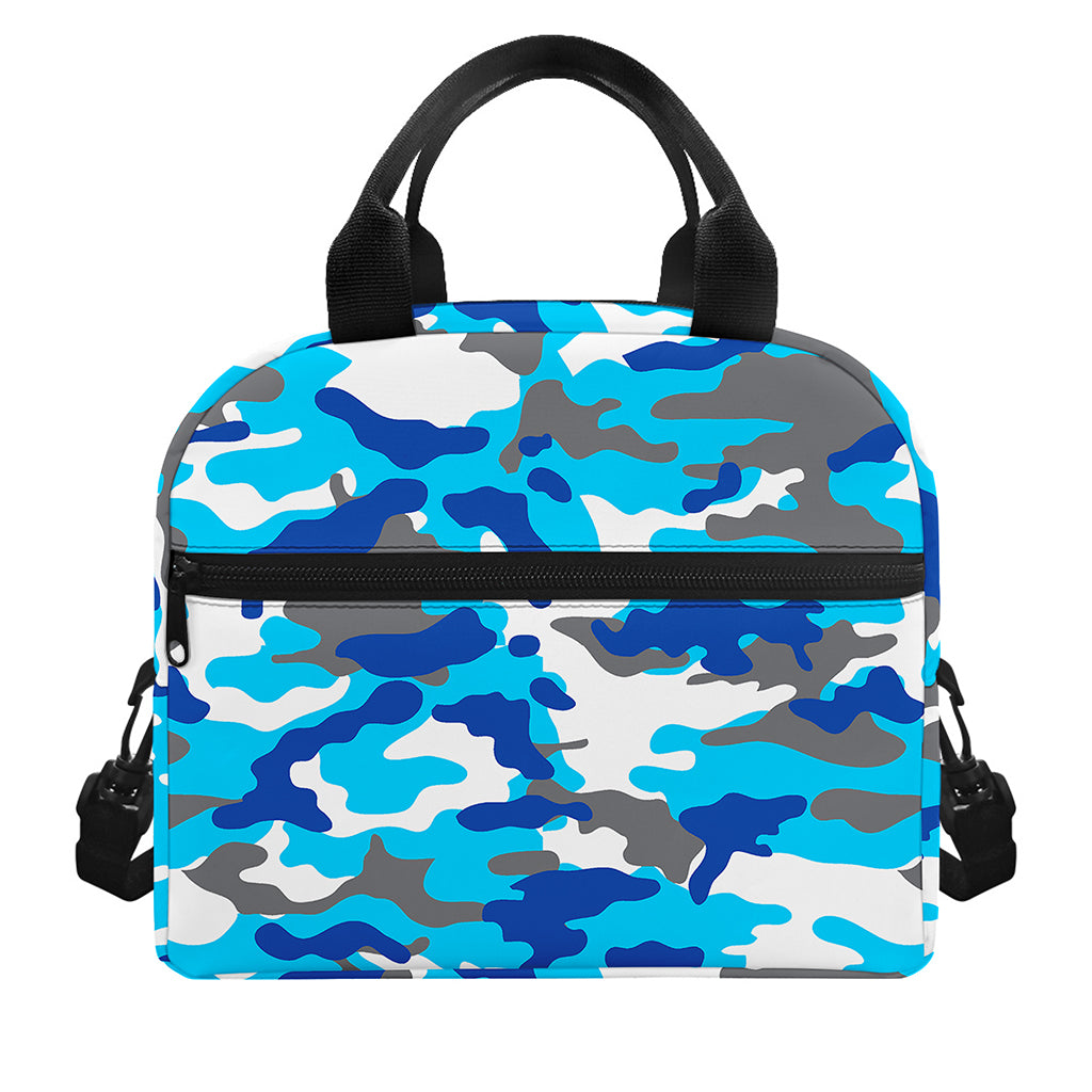 Blue Snow Camouflage Print Insulated Lunch Bag