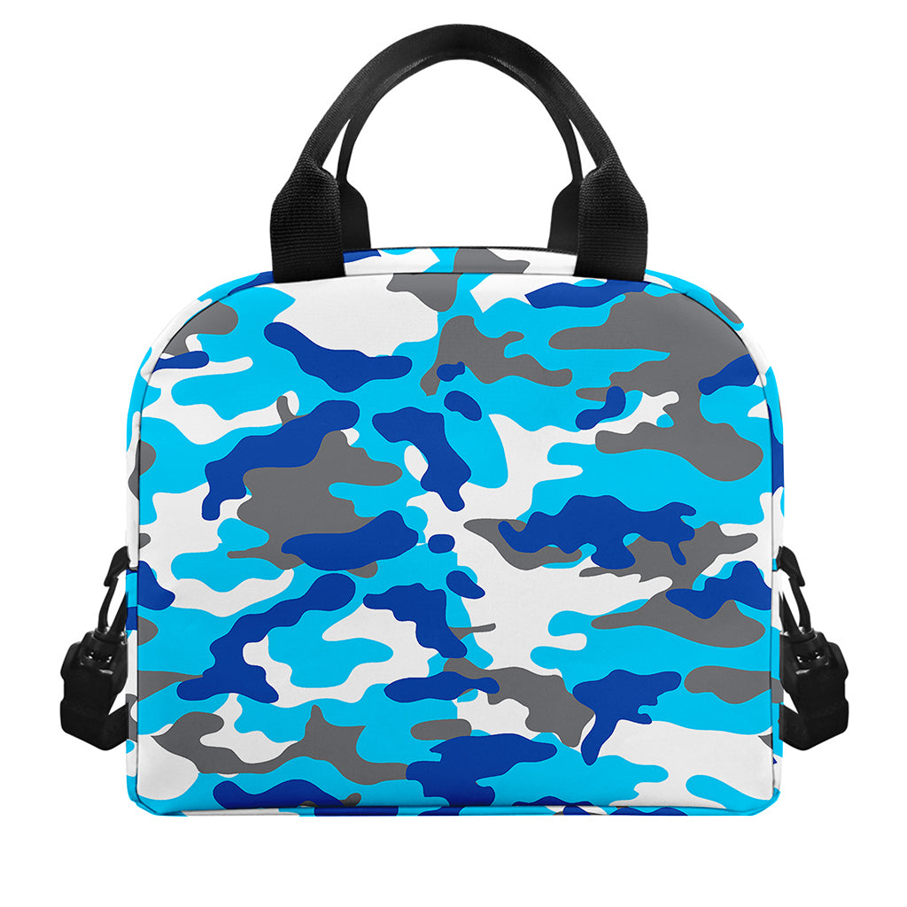 Blue Snow Camouflage Print Insulated Lunch Bag