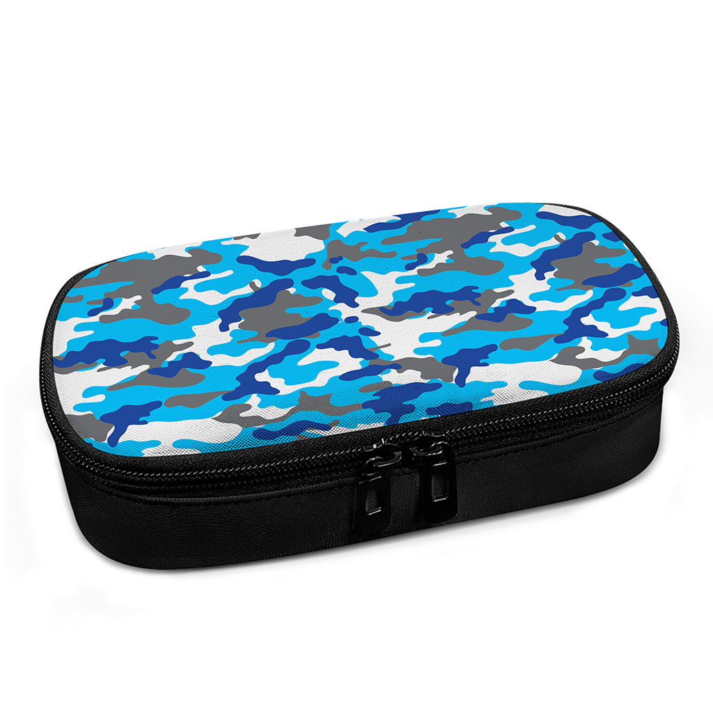 Blue Snow Camouflage Print Insulin Cooler Travel Case