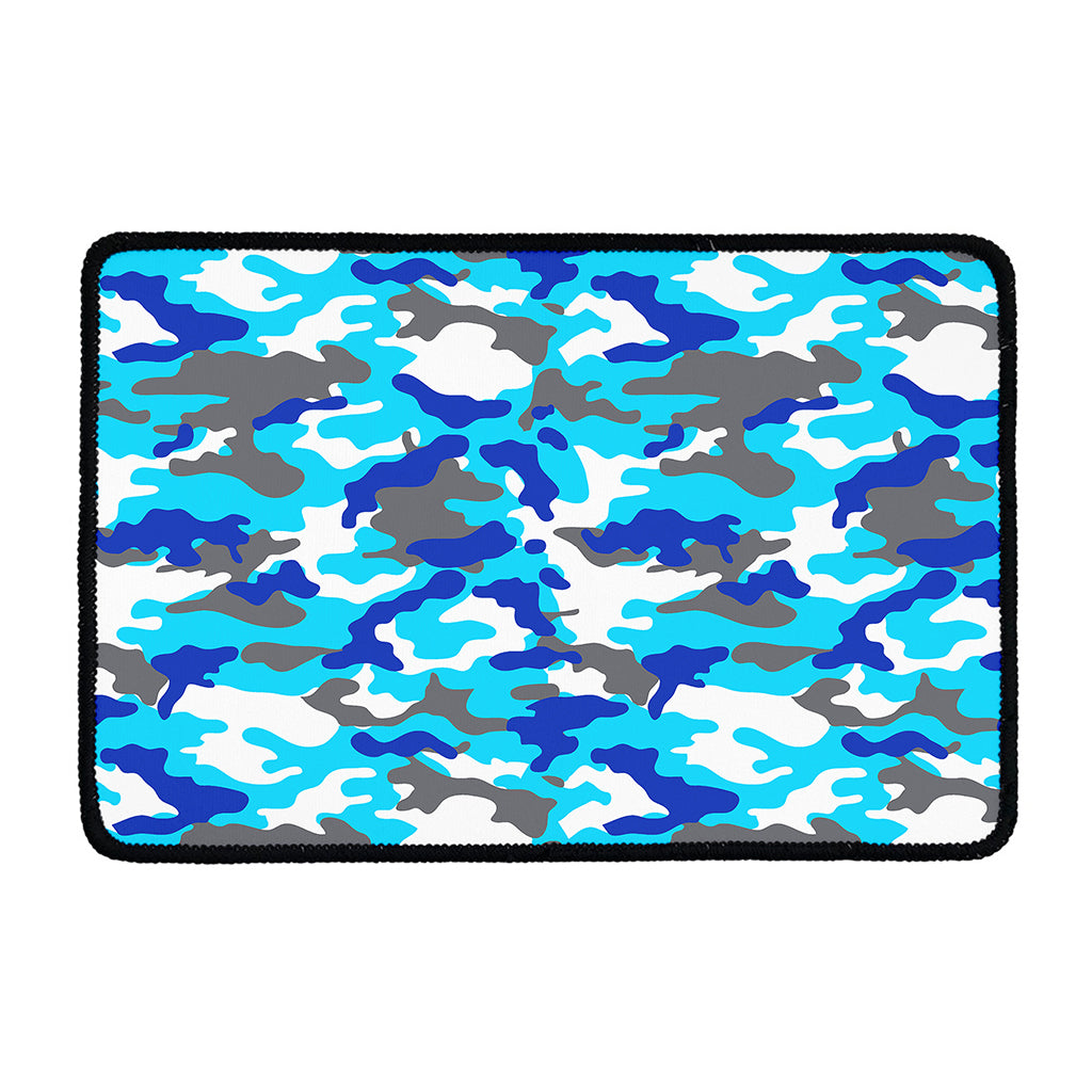 Blue Snow Camouflage Print Kitchen Mat